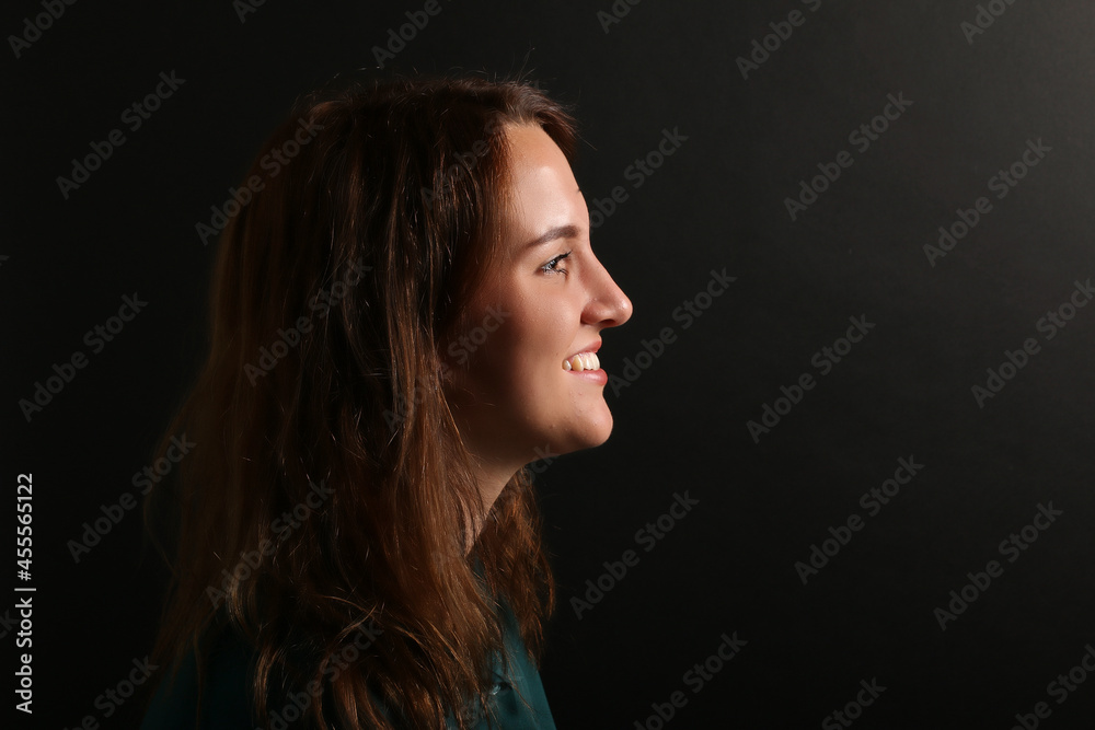Beautiful woman in front of a background