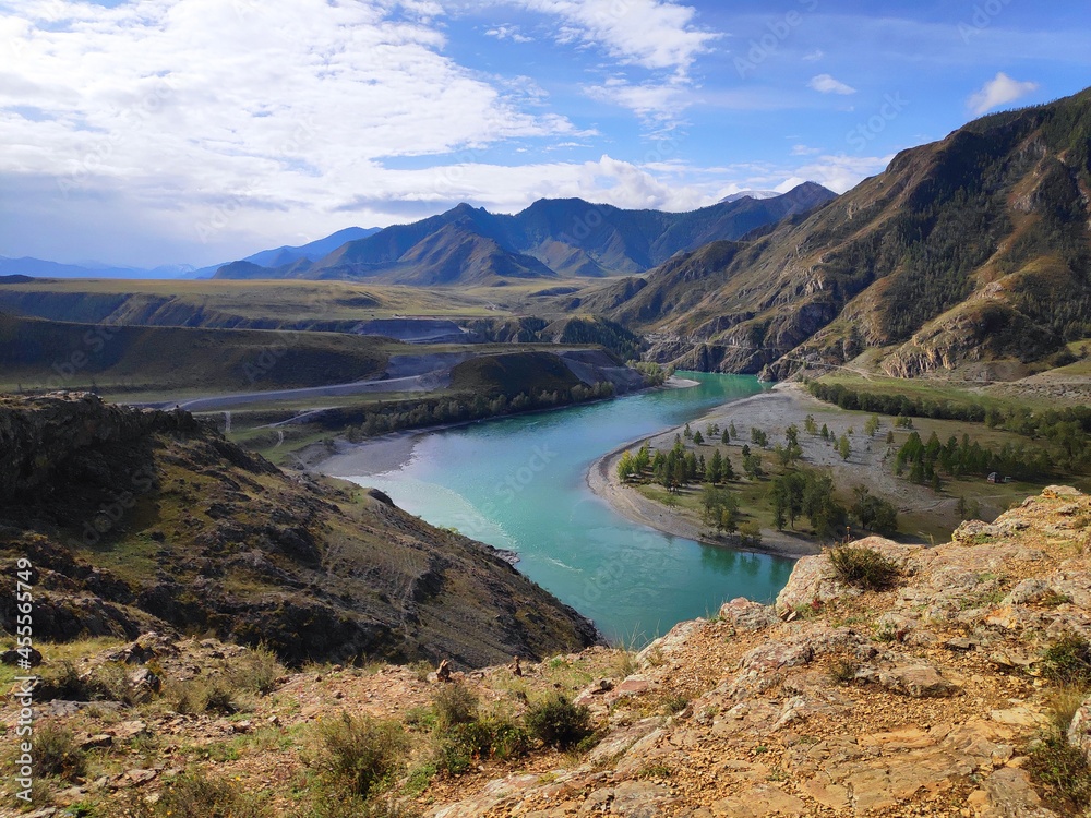 The confluence of the Chuya and Katun Rivers, Altai, Russia.