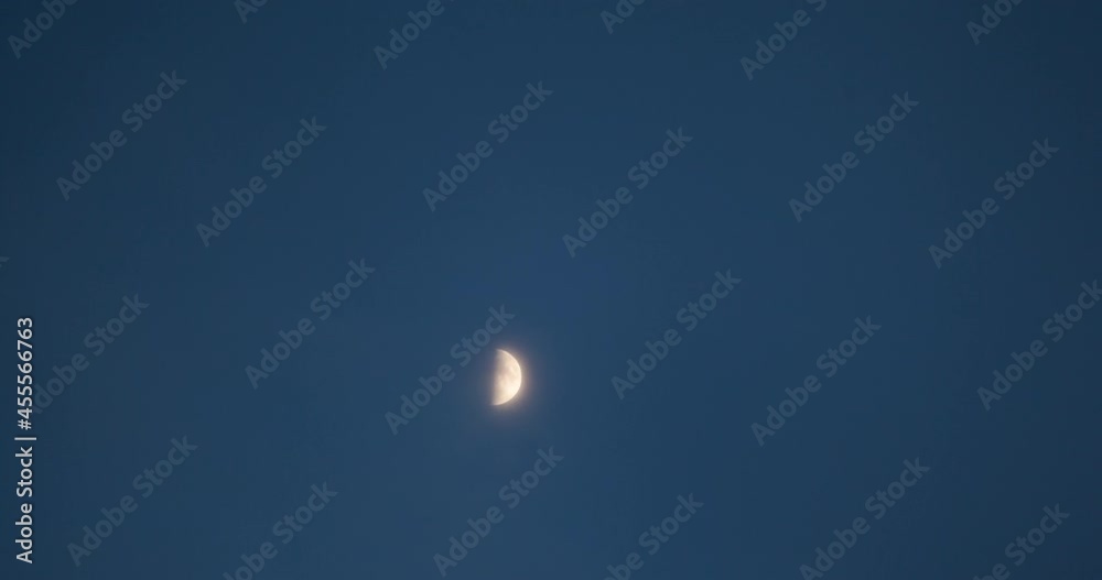 Lockdown Time Lapse Shot Of Crescent Moon In Sky During Night - Vancouver, Canada Lockdown Time Lapse Shot Of Crescent Moon In Sky During Night - Vancouver, Canada