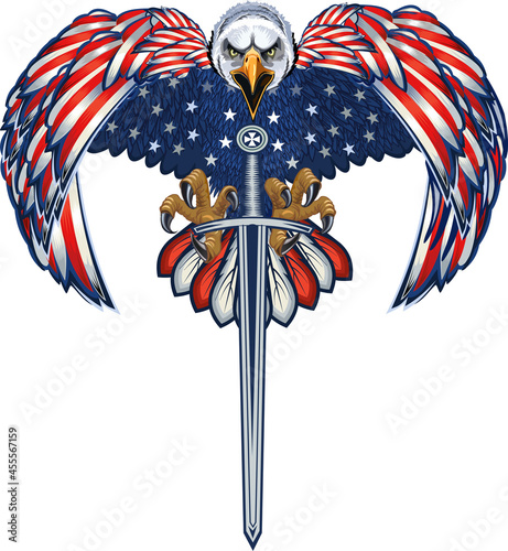 American Redoubtable  Eagle with USA flags