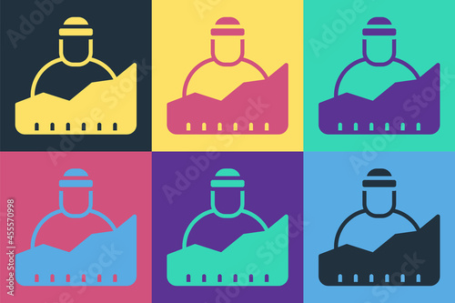 Pop art Growth of homeless icon isolated on color background. Homelessness problem. Vector