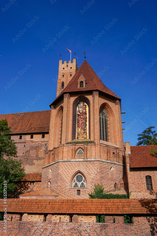 vertical view of the historic Malbork Castle in northern Poland