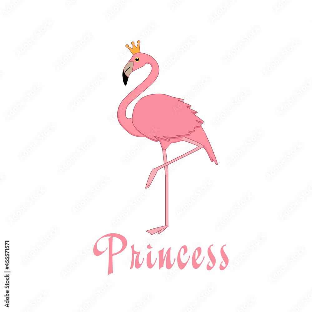 Cute flamingo. Inscription on the children's t-shirt print. For printing on a postcard.