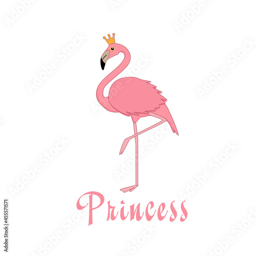 Obraz na płótnie Cute flamingo. Inscription on the children's t-shirt print. For printing on a postcard. w salonie