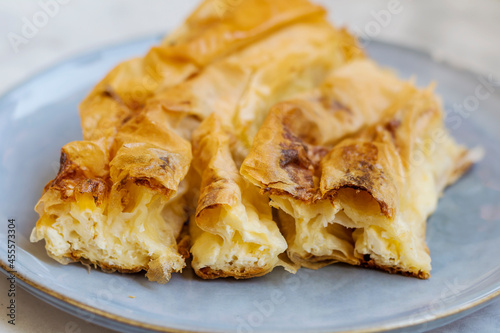 Traditional Bulgarian Cheese Phyllo Pastry Pie.