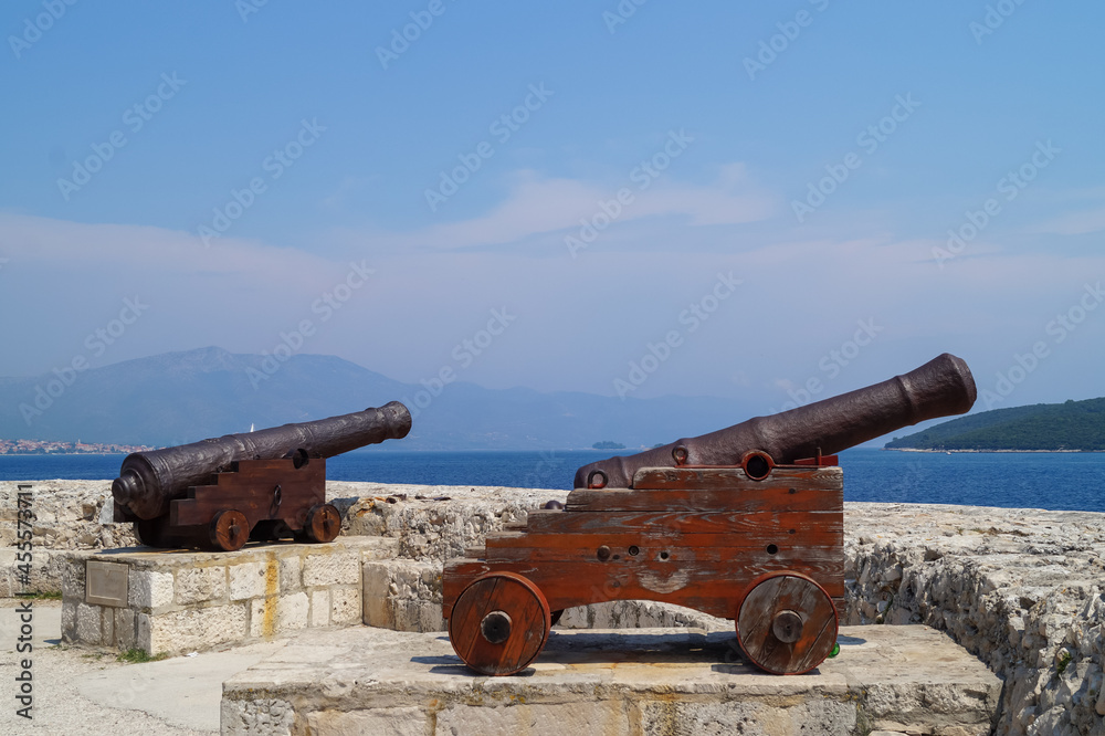 Croatia, Korcula Cannons in old town 