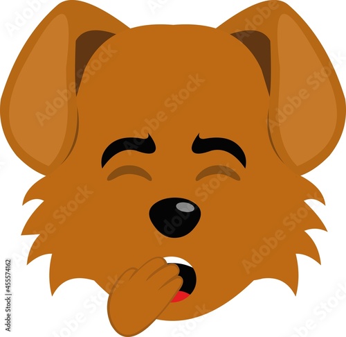 Vector emoticon illustration of the face of a cartoon dog yawning