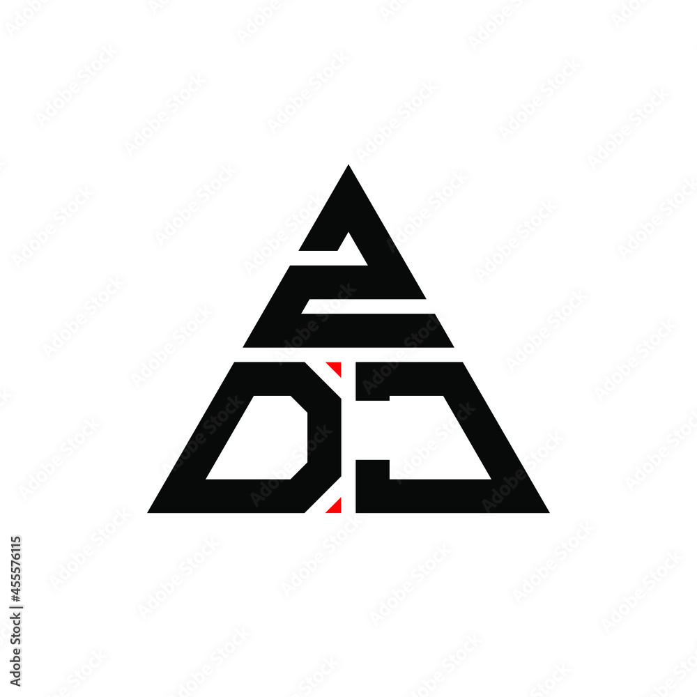 ZDJ triangle letter logo design with triangle shape. ZDJ triangle logo design monogram. ZDJ triangle vector logo template with red color. ZDJ triangular logo Simple, Elegant, and Luxurious Logo. ZDJ  - obrazy, fototapety, plakaty 