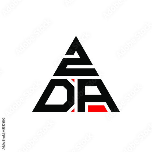 ZDA triangle letter logo design with triangle shape. ZDA triangle logo design monogram. ZDA triangle vector logo template with red color. ZDA triangular logo Simple, Elegant, and Luxurious Logo. ZDA  