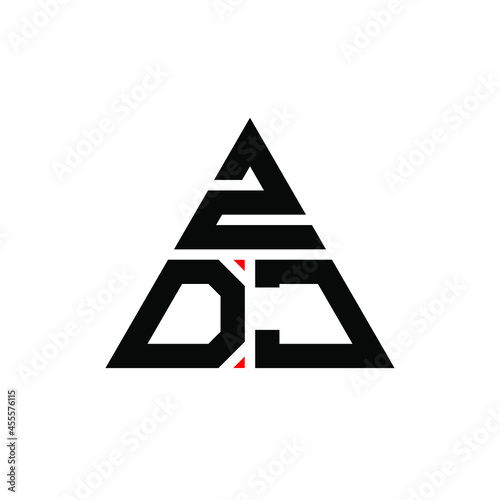 ZDJ triangle letter logo design with triangle shape. ZDJ triangle logo design monogram. ZDJ triangle vector logo template with red color. ZDJ triangular logo Simple, Elegant, and Luxurious Logo. ZDJ 