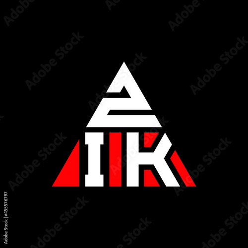 ZIK triangle letter logo design with triangle shape. ZIK triangle logo design monogram. ZIK triangle vector logo template with red color. ZIK triangular logo Simple, Elegant, and Luxurious Logo. ZIK  photo
