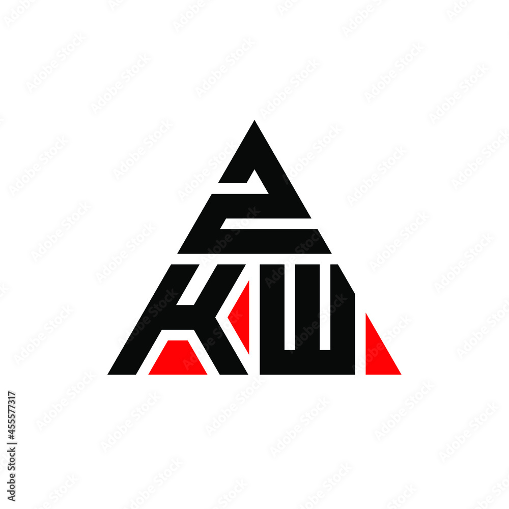 ZKW triangle letter logo design with triangle shape. ZKW triangle logo design monogram. ZKW triangle vector logo template with red color. ZKW triangular logo Simple, Elegant, and Luxurious Logo. ZKW 