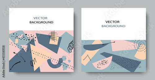 Hand drawn abstract trendy universal artistic background templates for invitation, banner, placard, brochure, poster, card, flye, cover, header.