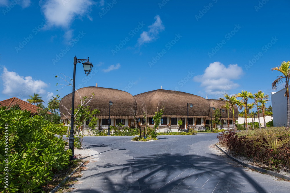 Traditional maldivian houses in hotel saii lagoon maldives. Crossroads Maldives, july 2021