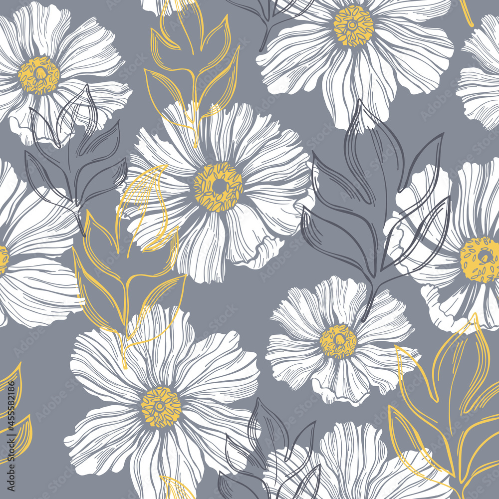 Floral pattern with white flowers. Floral pattern with white flowers.