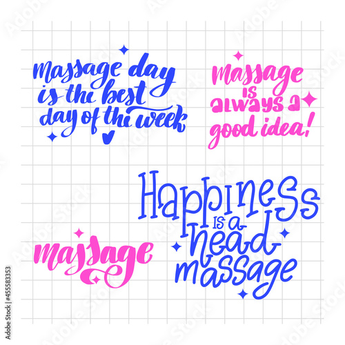 Massage lettering set. Handwritten stock lettering typography