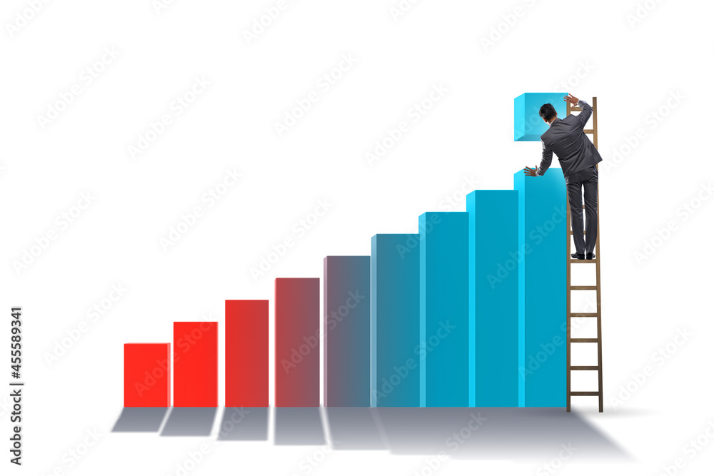 Businessman supporting economic growth on chart