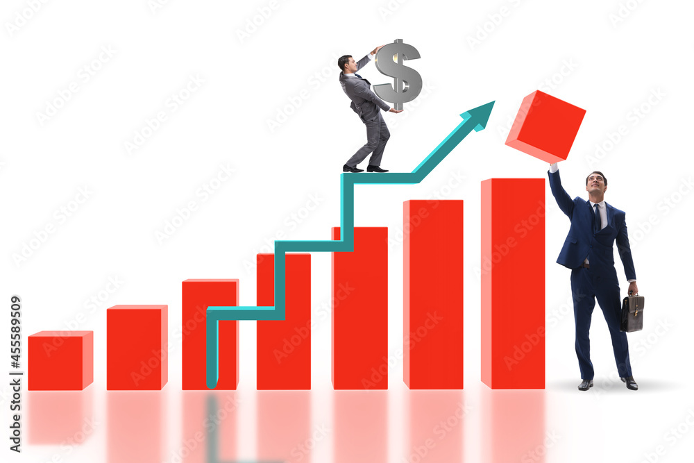 Businessman supporting economic growth on chart