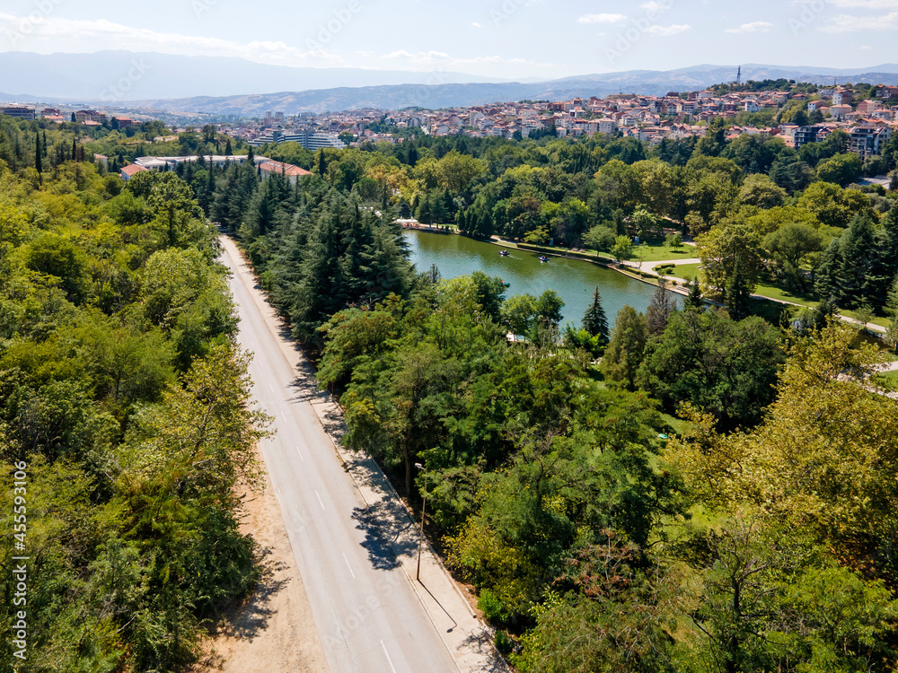 Aerial view of town of Sandanski, Bulgaria