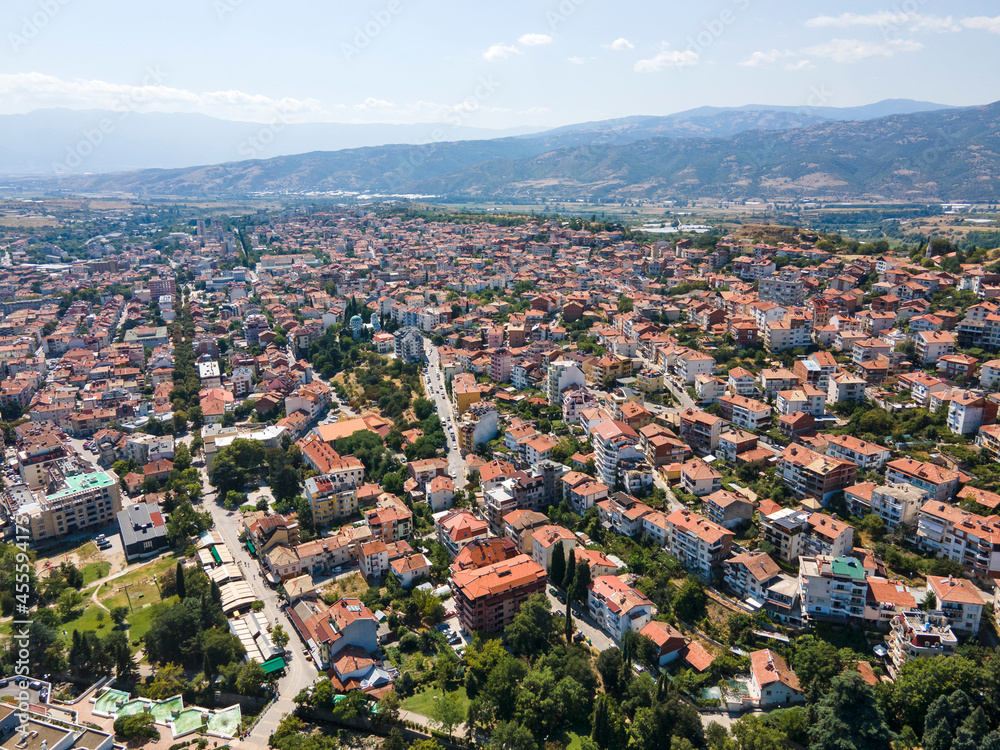 Aerial view of town of Sandanski, Bulgaria