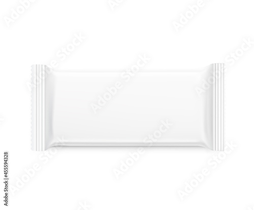 Blank flow pack isolated on white background. Vector illustration. Mockup can be used in the adv, promo, package, etc.	