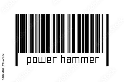 Barcode on white background with inscription power hammer below photo