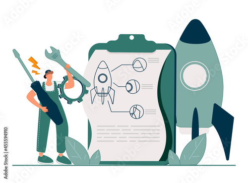 Project implementation abstract concept vector illustration. Project initiation and closure, workflow process, business analysis, vision and scope, management software, deadline abstract metaphor