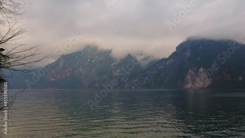 The cloudy evening on Traunsee Lake, Traunkirchen, Austria photo