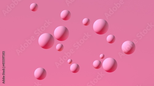 abstract theme. 3d floating pink spheres on a pink background. a stage for advertising your product
