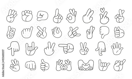 Set of hands doing sign language Vector illustration