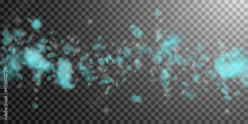 Turquoise flower petals falling down. Stunning rom