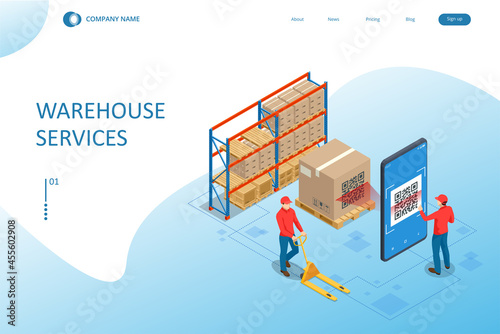 Isometric Logistics and Warehouse. Modern Warehouse Storage. Logistic Delivery Service Concept