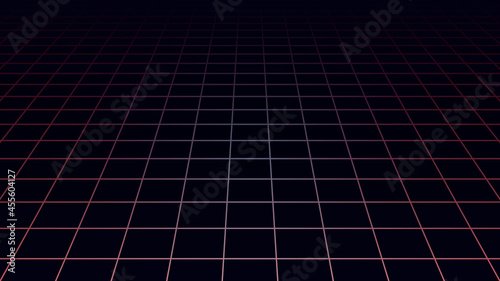 Perspective grid background. Fading and vanishing grid. Abstract wireframe. Vector illustration. © Ceyy