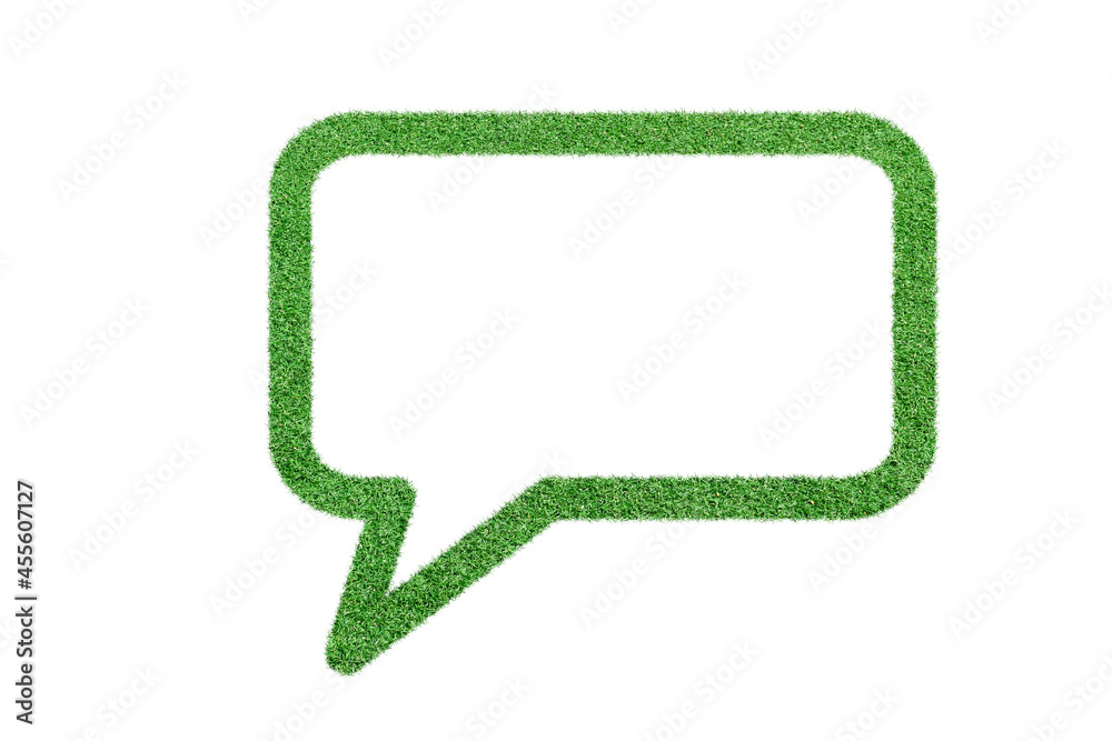 Naklejka premium Speech Bubble made from green grass, Isolated on white background