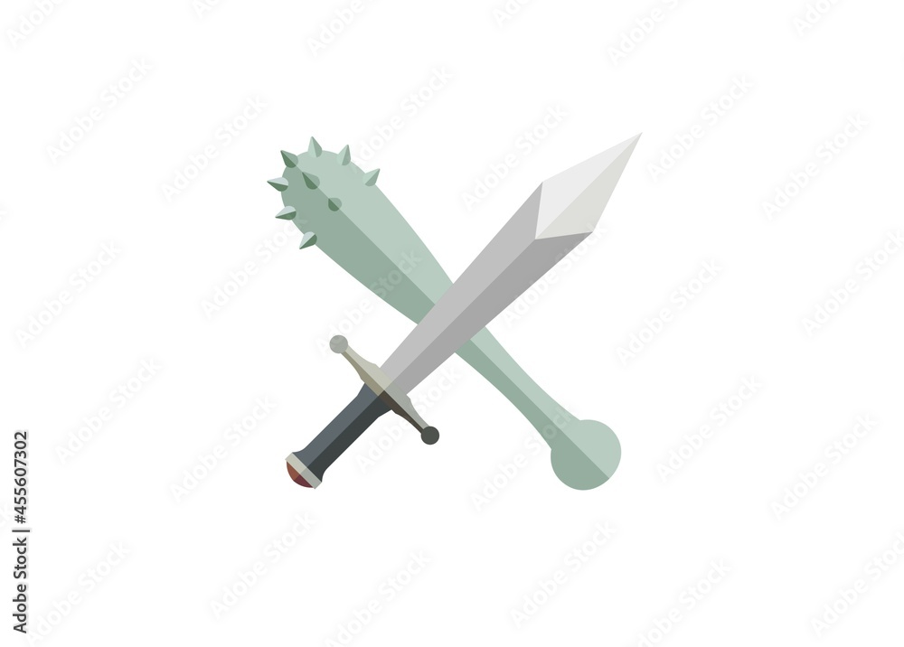 Obraz premium Ancient weapon simple flat illustration