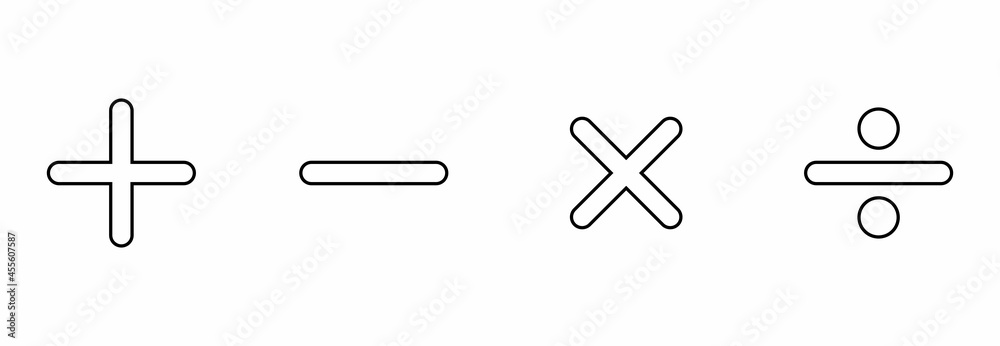 basic mathematical icon, basic mathematical symbol plus sign, minus ...