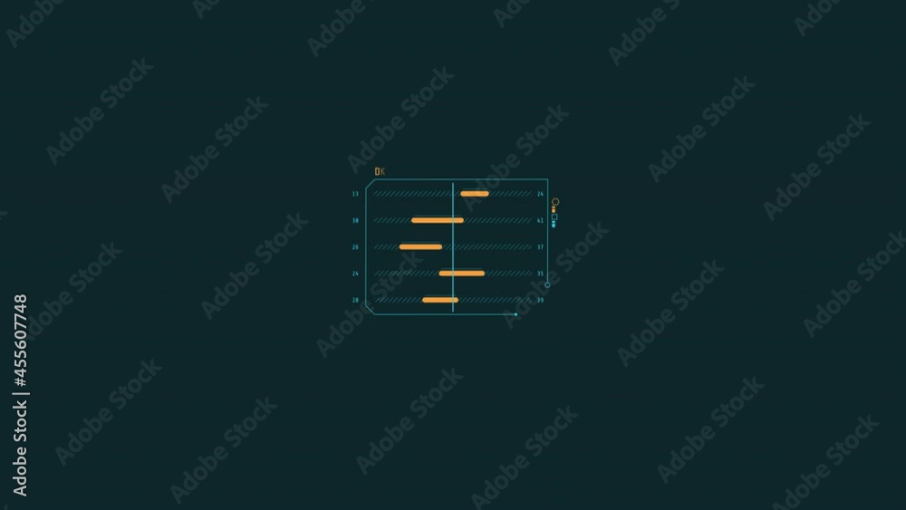Animated HUD infographic element graph with data.