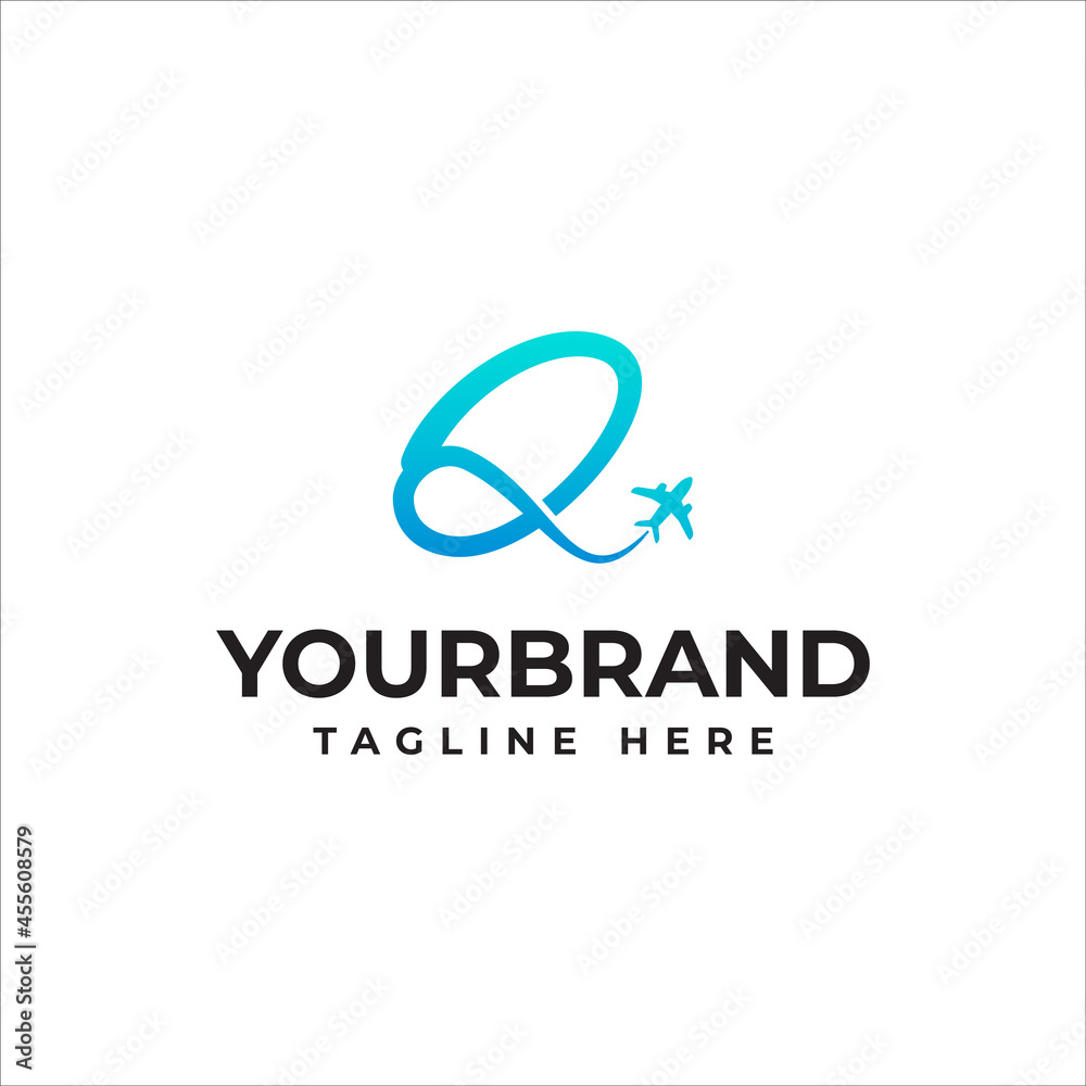 Q Letter Arrow Airplane Logo Inspiration with vector illustration Q Letter Arrow Airplane Logo Inspiration with vector illustration