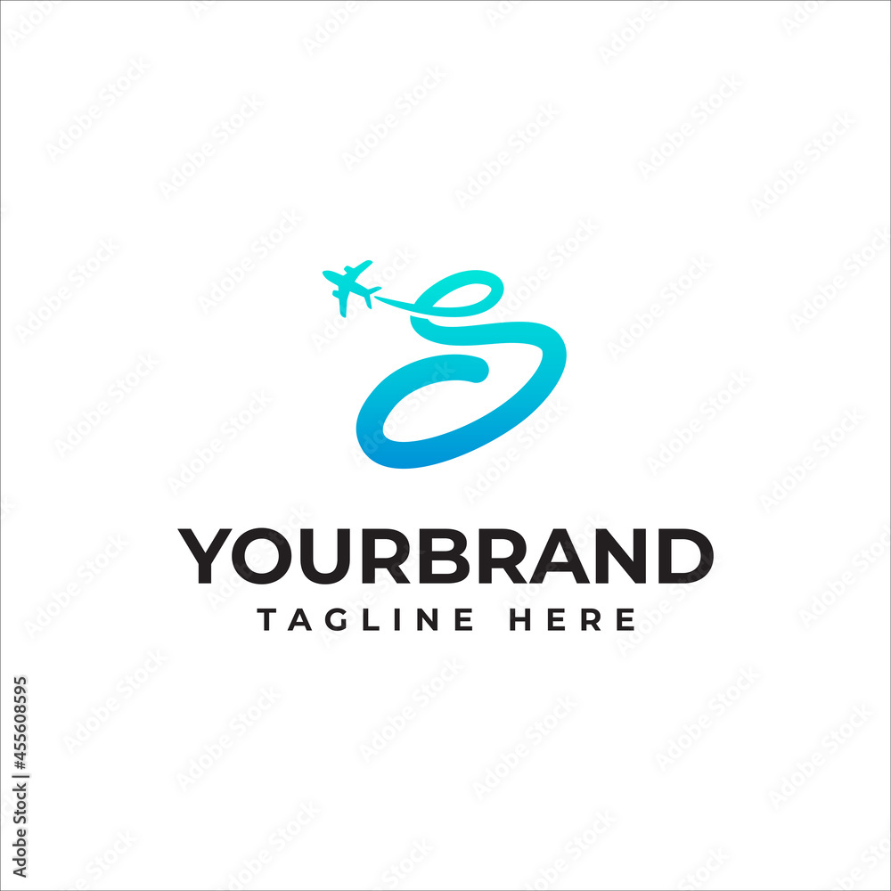 letter S, travel company logo. Airline business travel logo design with vector illustration letter S, travel company logo. Airline business travel logo design with vector illustration