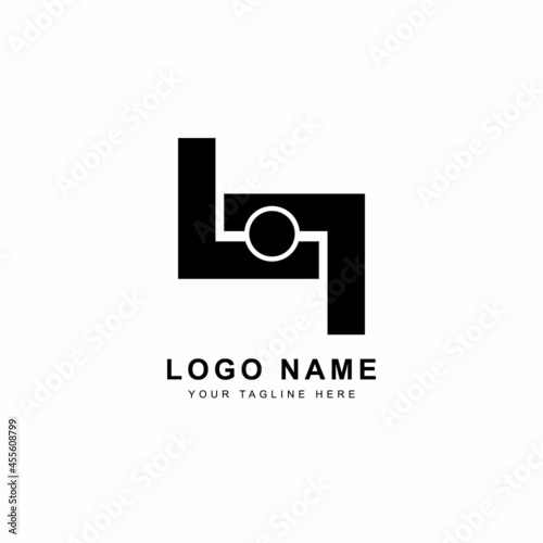 Creative lens camera black logo design on white background for business and brand.