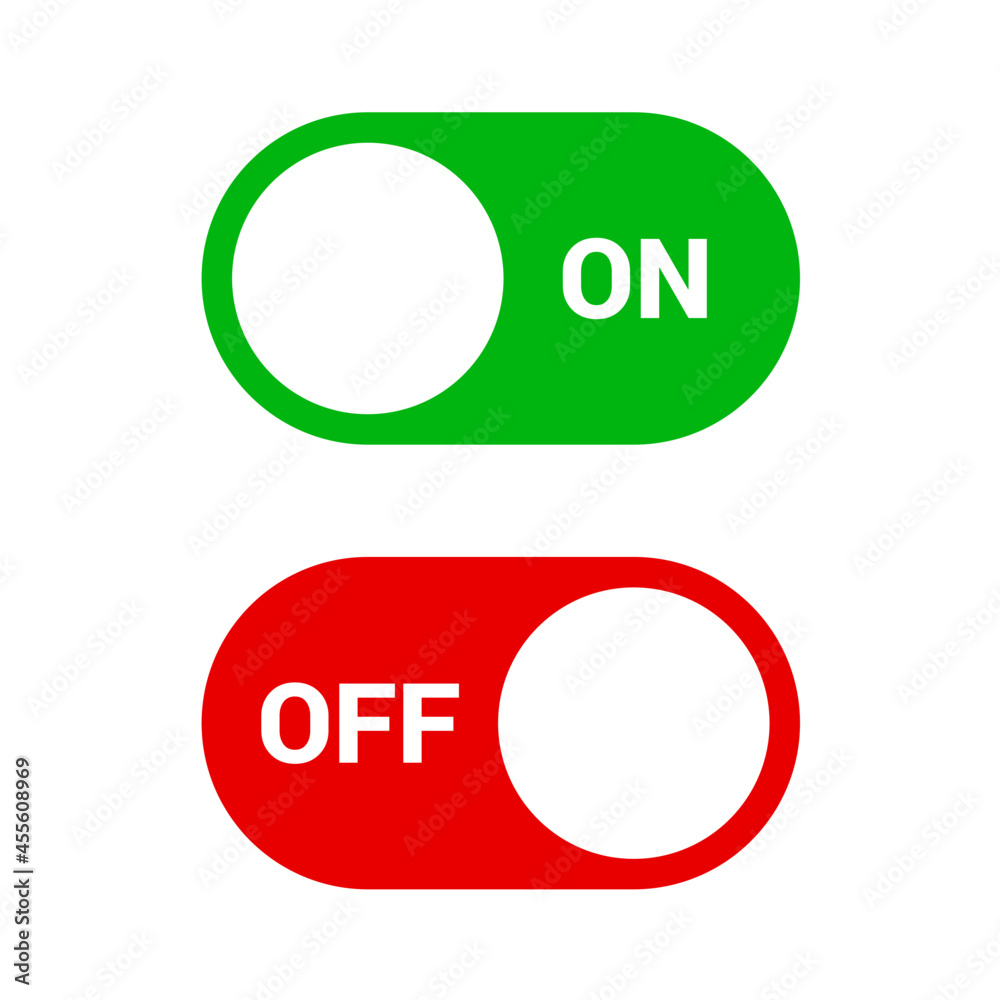 Switch on and Off Toggle. On and Off Toggle Switch Buttons Graphic Design for Web Usage or Mobile App Interface. Flat Interface Graphic Elements Red and Green Colors on White Background Switch on and Off Toggle. On and Off Toggle Switch Buttons Graphic Design for Web Usage or Mobile App Interface. Flat Interface Graphic Elements Red and Green Colors on White Background