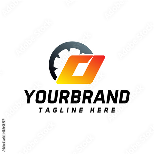 letter O design equipped with speedometer, letter logo icon with vector illustration