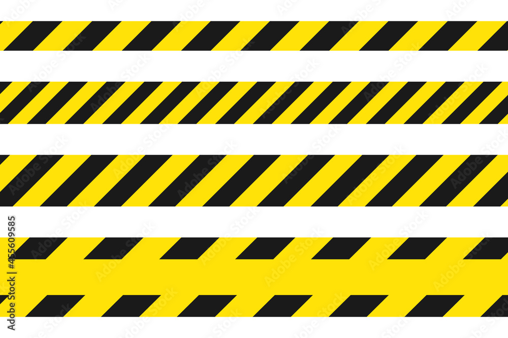 Warning striped tape. Yellow lines of fencing, construction sites