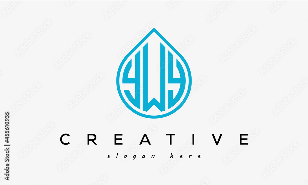 Water drop letters YWY logo initial template vector - obrazy, fototapety, plakaty 