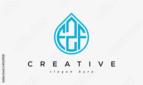 Water drop letter FZF logo initial template vector photo