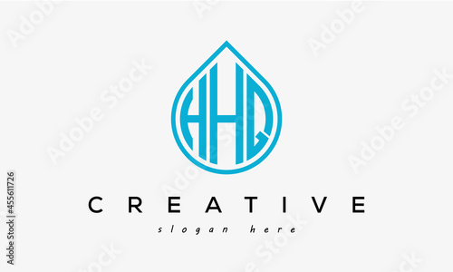 Water drop letter HHQ logo initial template vector photo