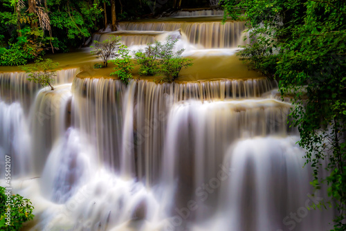 Huai Mae Khamin Waterfall on winter season, Huai Mae Khamin Waterfall Natural attractions. National Park on the Lake, Srinakarin Dam, Kanchanaburi, Thailand