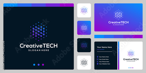 Inspiration logo initial letter N abstract with tech style and gradient color. Business card template
