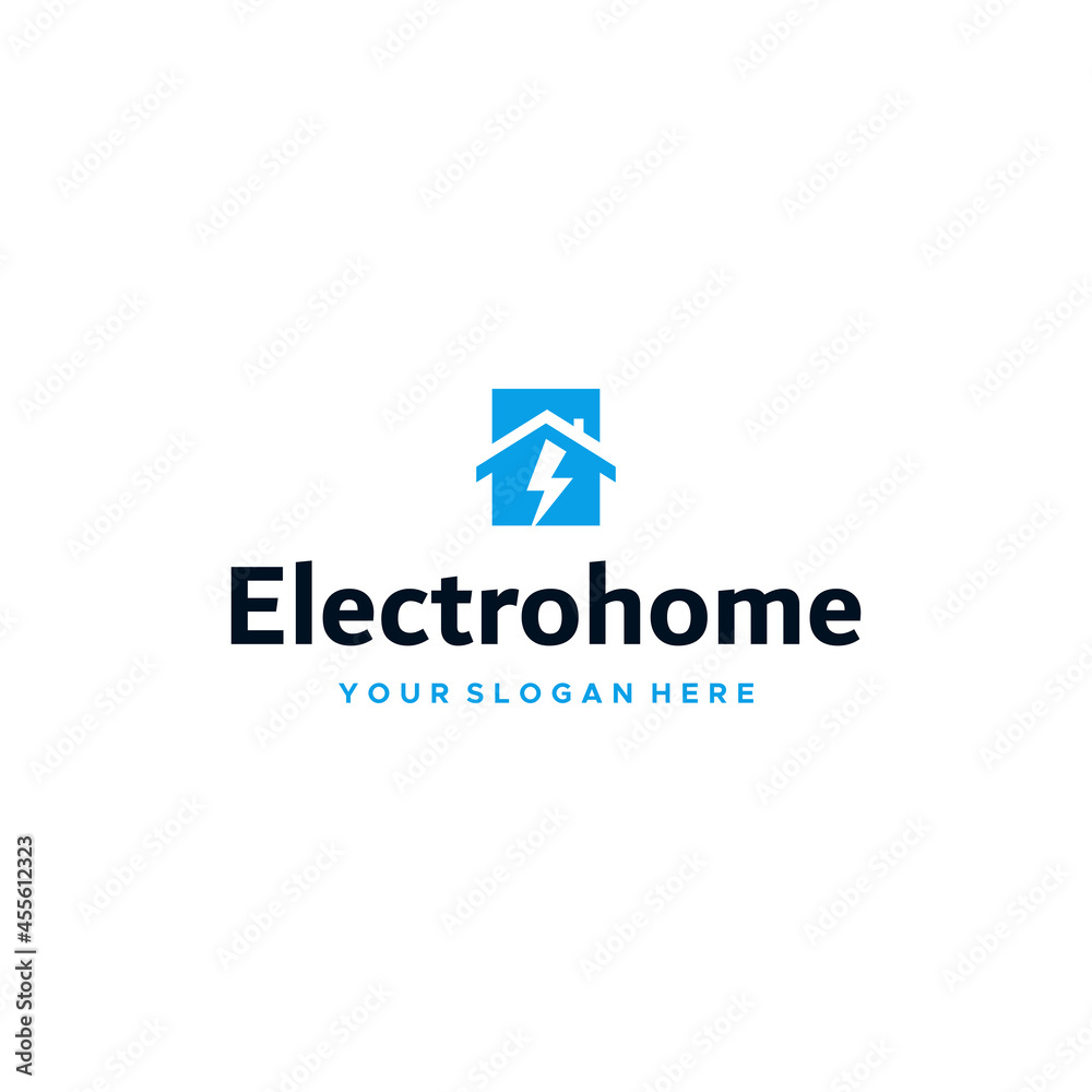 flat Electrohome electric home house logo design