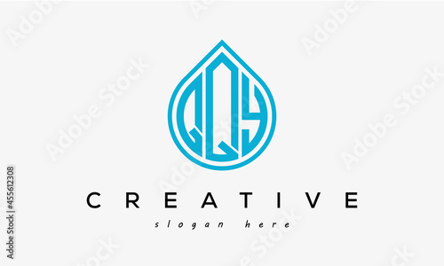 Water drop letter QQY logo initial template vector